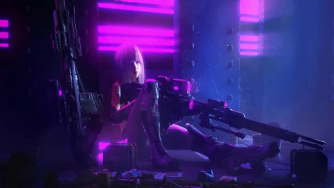 Cyberpunk Girl Purple Shot HD Live Wallpaper For PC - Free Live Wallpaper