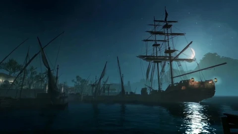 Pirate Ship Sailing At Night HD Live Wallpaper For PC - Free Live Wallpaper