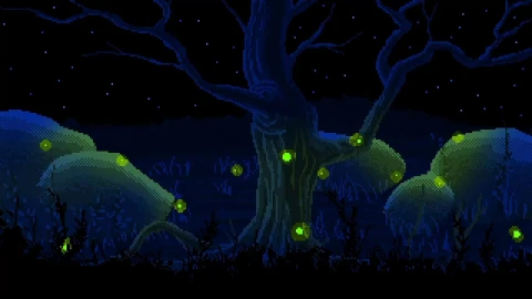 Fireflies Tree Pixel HD Live Wallpaper For PC - Free Live Wallpaper