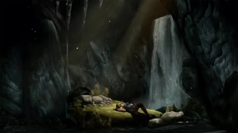 Lara Croft Relaxing In The Cave Lara Croft Tomb Raider HD Live Wallpaper For PC - Free Live Wallpaper