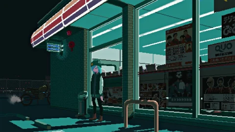 Girl Smoking In Front Of The Store At Night HD Live Wallpaper For PC - Free Live Wallpaper