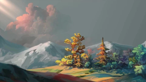 Trees And Mountains Under The Sun HD Live Wallpaper For PC - Free Live Wallpaper