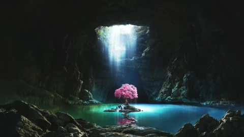 Lonely Sakura Tree Middle Lake HD Live Wallpaper For PC - Free Live Wallpaper
