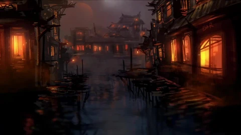 Sea Village At Night HD Live Wallpaper For PC - Free Live Wallpaper