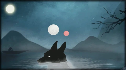 Black Wolf In The River HD Live Wallpaper For PC - Free Live Wallpaper