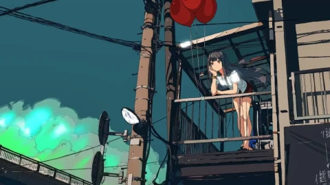 Anime Girl Chilling At Balcony HD Live Wallpaper For PC - Free Live Wallpaper