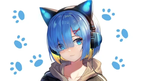 Rem With Cat Headphones Re Zero HD Live Wallpaper For PC - Free Live Wallpaper