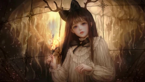 Gothic Anime Girl Burning Flowers HD Live Wallpaper For PC - Free Live Wallpaper