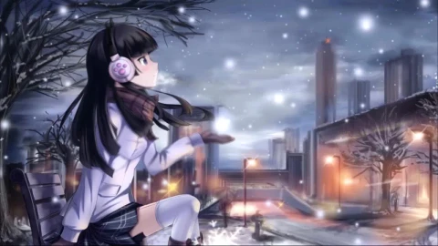 Lonely Anime Girl Sitting Alone At Christmas HD Live Wallpaper For PC - Free Live Wallpaper