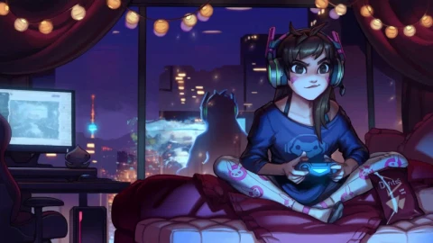 Dva Gaming Night Overwatch HD Live Wallpaper For PC - Free Live Wallpaper