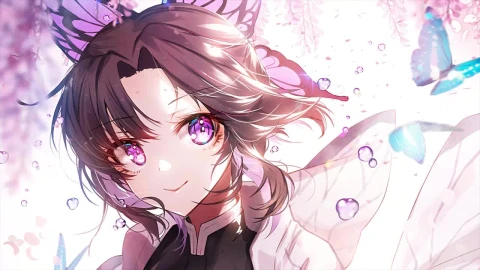 Shinobu Kochou And Butterfly Kimetsu No Yaiba HD Live Wallpaper For PC - Free Live Wallpaper