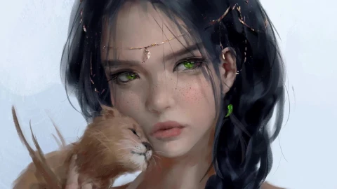 Princess Aeolian And Her Cat HD Live Wallpaper For PC - Free Live Wallpaper