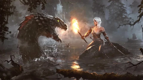 Ciri Vs Swamp Monster The Witcher 3 Wild Hunt HD Live Wallpaper For PC - Free Live Wallpaper