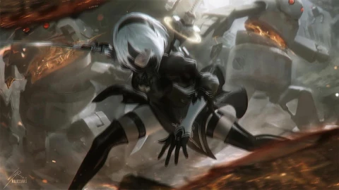 2b Vs Machine Nier Automata HD Live Wallpaper For PC - Free Live Wallpaper
