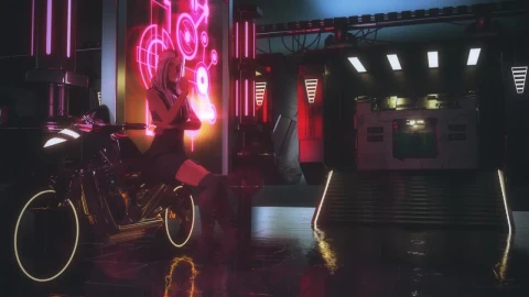 Cyberpunk Girl And Motorcycle HD Live Wallpaper For PC - Free Live Wallpaper