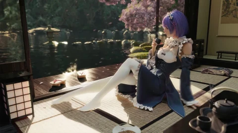 Rem Drinking Tea Re Zero HD Live Wallpaper For PC - Free Live Wallpaper