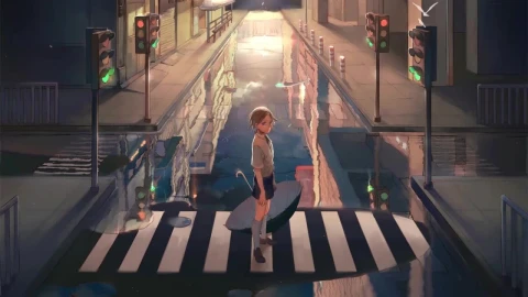 Anime Boy Holding An Umbrella Standing On The Street HD Live Wallpaper For PC - Free Live Wallpaper