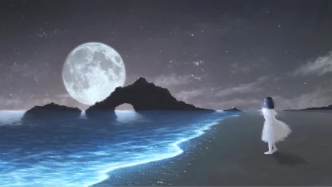 Anime Girl With Moon And Stars HD Live Wallpaper For PC - Free Live Wallpaper