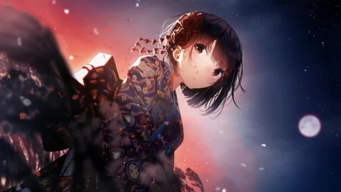 Anime Girl In Kimono Autumn HD Live Wallpaper For PC - Free Live Wallpaper