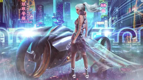 Motorcycle Cyberpunk Girl HD Live Wallpaper For PC - Free Live Wallpaper