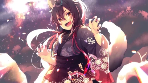 Cute Anime Fox Girl In Kimono HD Live Wallpaper For PC - Free Live Wallpaper