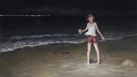 Anime Girl On The Beach At Night HD Live Wallpaper For PC - Free Live Wallpaper
