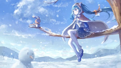 Hatsune Miku Snow Winterland Vocaloid HD Live Wallpaper For PC - Free Live Wallpaper