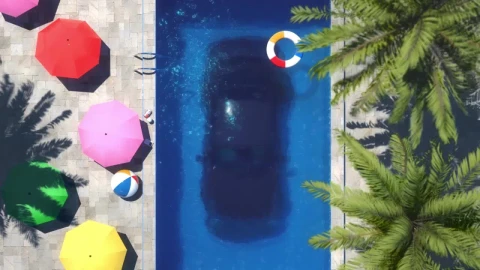 Car In Swimming Pool HD Live Wallpaper For PC - Free Live Wallpaper