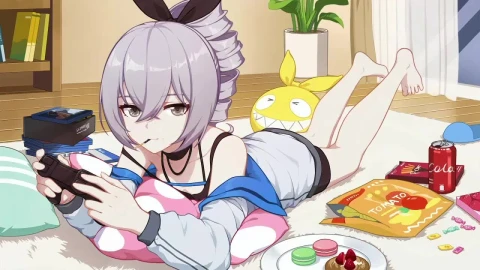 Bronya Zaychik Playing Video Games Honkai Impact 3rd HD Live Wallpaper For PC - Free Live Wallpaper