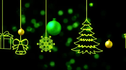 Stock Video 2d animation of christmas decorations on a black background PC Live Wallpaper - Free Live Wallpaper