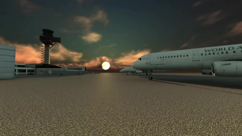 Stock Video 3d airport at sunset PC Live Wallpaper - Free Live Wallpaper