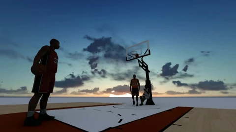 Stock Video 3d basketball players on a basketball court PC Live Wallpaper - Free Live Wallpaper