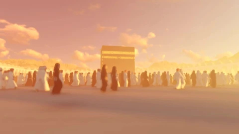 Stock Video 3d islamists crowd walking inside mecca PC Live Wallpaper - Free Live Wallpaper