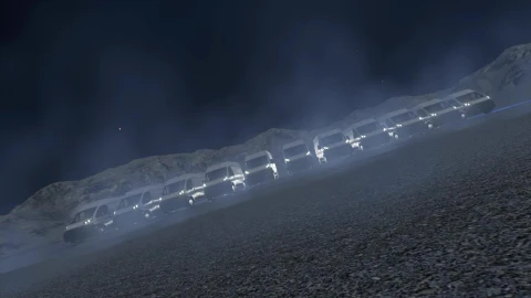 Stock Video 3d mail vans lined up at night PC Live Wallpaper - Free Live Wallpaper
