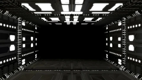 Stock Video 3d rectangular hallway of metal walls with lights PC Live Wallpaper - Free Live Wallpaper
