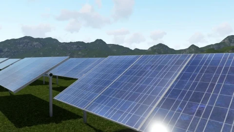 Stock Video 3d rendering of a plain covered with solar panels PC Live Wallpaper - Free Live Wallpaper
