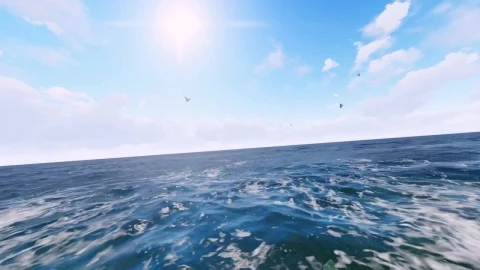 Stock Video 3d sea tour with seagulls on a sunny day PC Live Wallpaper - Free Live Wallpaper