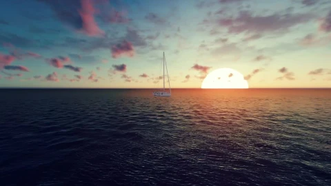 Stock Video 3d sailboat sailing in the sea in a sunset PC Live Wallpaper - Free Live Wallpaper