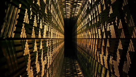 Stock Video 3d tour of a narrow corridor with golden walls PC Live Wallpaper - Free Live Wallpaper