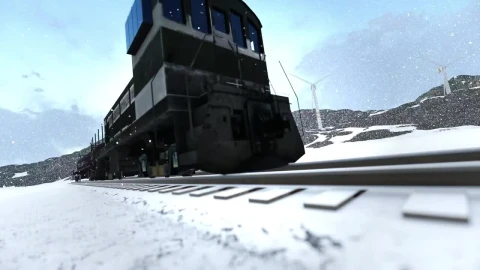 Stock Video 3d train crossing a snowy mountain range PC Live Wallpaper - Free Live Wallpaper