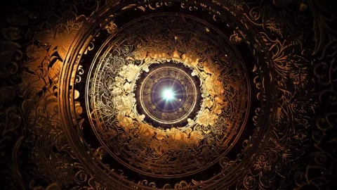 Stock Video 3d tunnel made of highly ornate rings with a light PC Live Wallpaper - Free Live Wallpaper