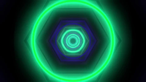 Stock Video 3d tunnel of circles and hexagons of light PC Live Wallpaper - Free Live Wallpaper
