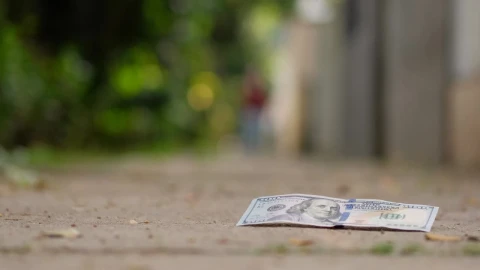Stock Video 100 dollars thrown in the street collected by one person PC Live Wallpaper - Free Live Wallpaper