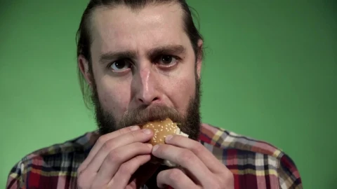 Stock Video A Bearded Man Eating A Burger Live Wallpaper for PC - Free Live Wallpaper