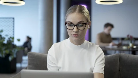 Stock Video A Business Woman At A Video Conference At The Office Live Wallpaper for PC - Free Live Wallpaper