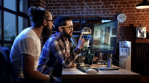 Stock Video A Couple Of Man Working On The Computer Live Wallpaper for PC - Free Live Wallpaper