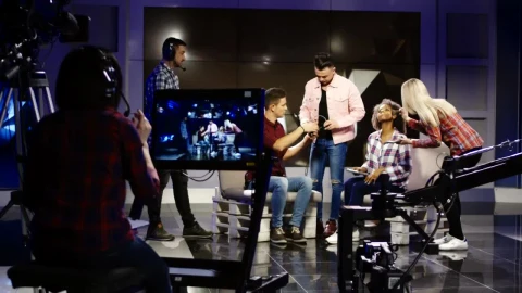 Stock Video A Crew In A Television Studio Getting People Ready Live Wallpaper for PC - Free Live Wallpaper