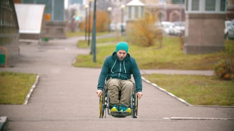 Stock Video A Disabled Man Makes Failed Attempt To Steer His Wheelchair Live Wallpaper for PC - Free Live Wallpaper