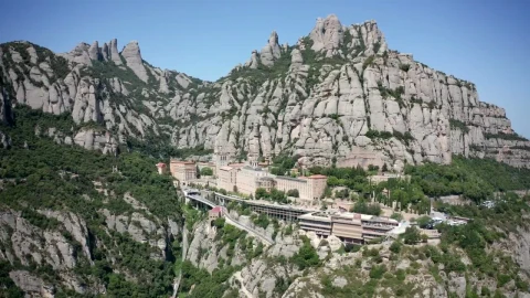 Stock Video Abbey Built Into Montserrat Mountain Live Wallpaper for PC - Free Live Wallpaper