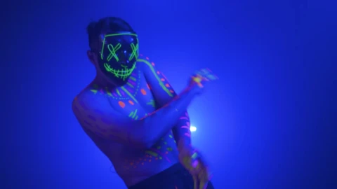 Stock Video Abstract Dance Of A Man With Mask In The Dark Live Wallpaper for PC - Free Live Wallpaper